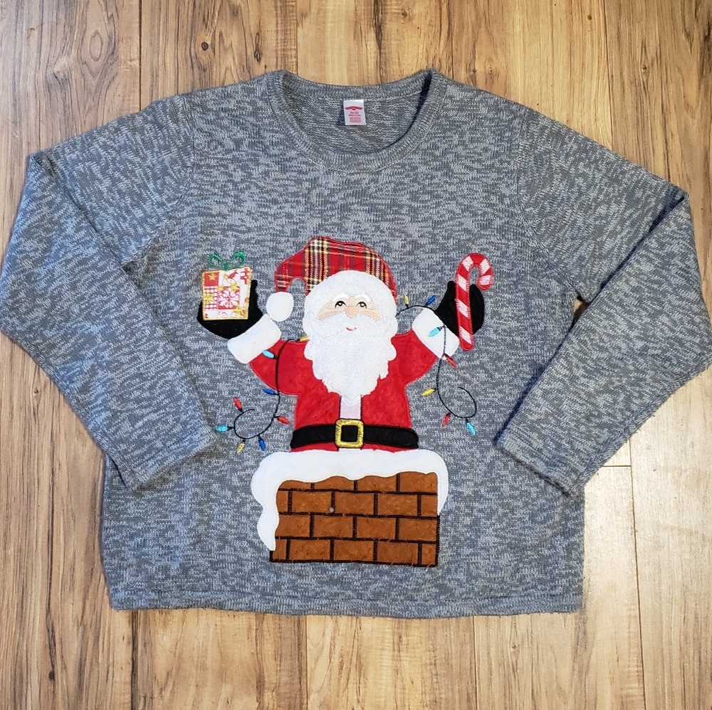 Holiday Ugly Christmas Sweater Tacky Santa Xmas XL